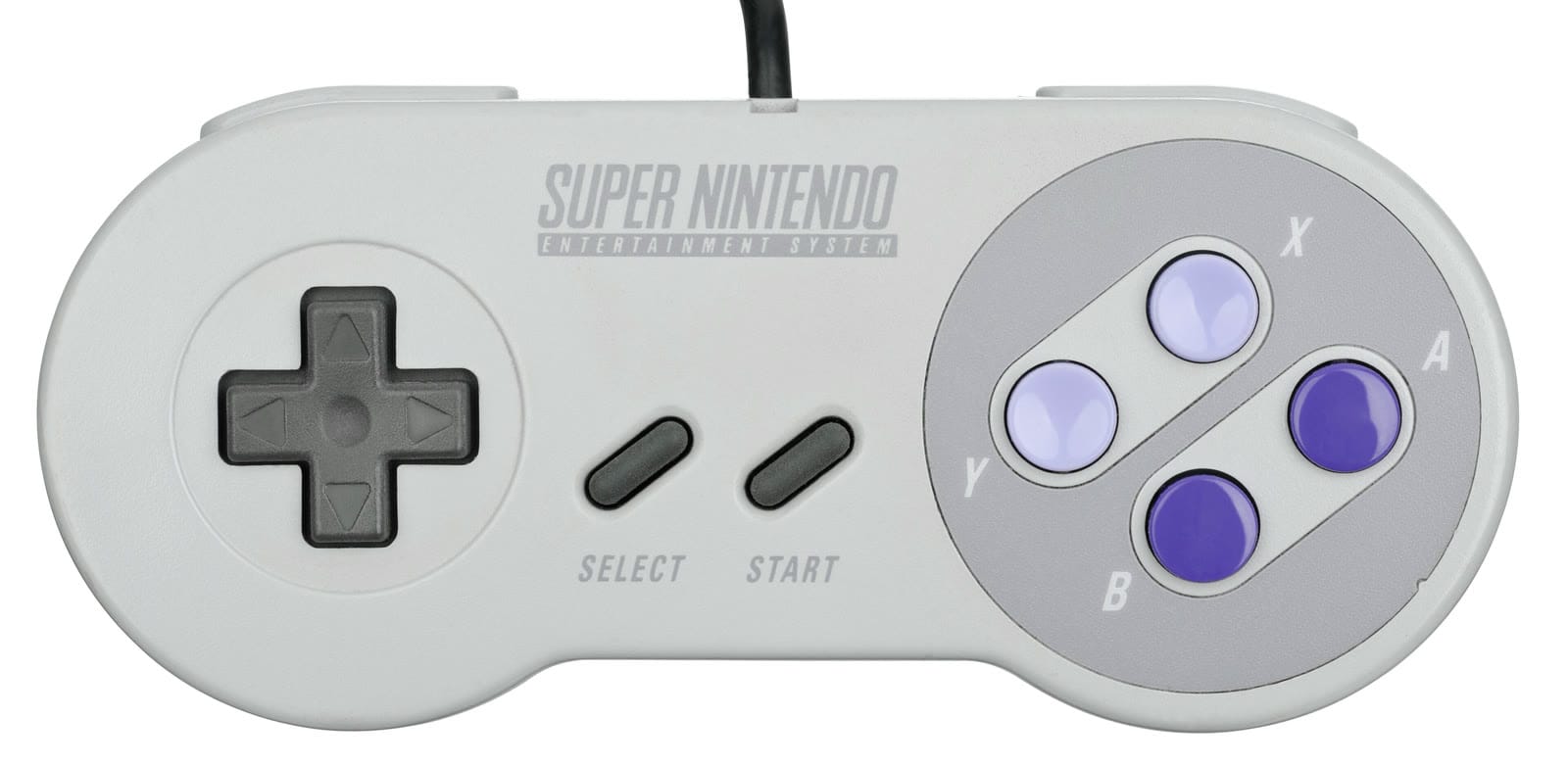 SNES controller with purple and lavender face buttons