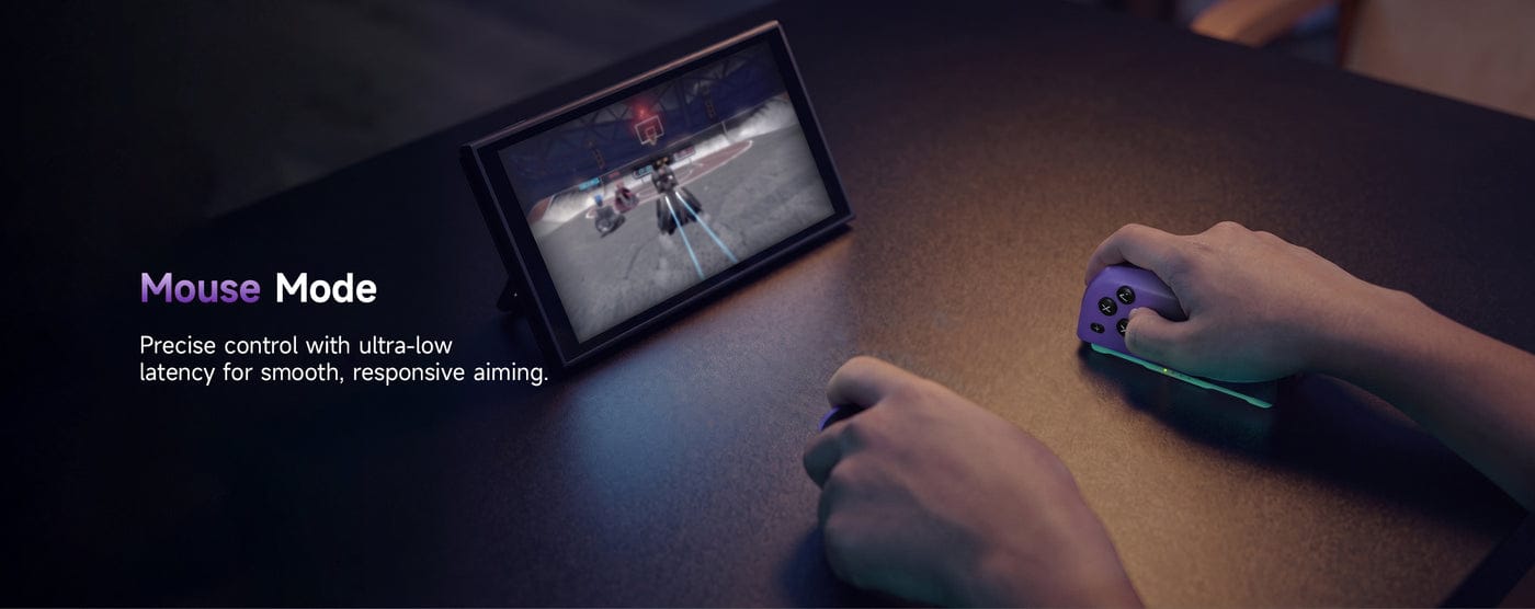Mobapad product image showing a detached M12 Pro controller used as a mouse on a desk, labelled Mouse Mode