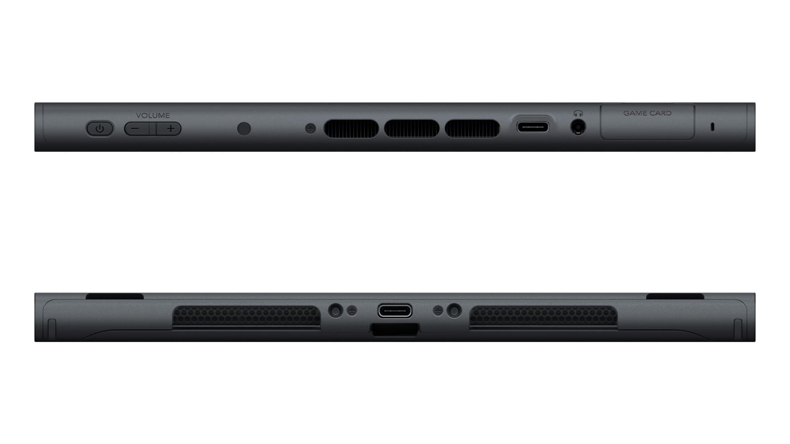 Nintendo Switch 2, top and bottom edges showing the ports and card slot