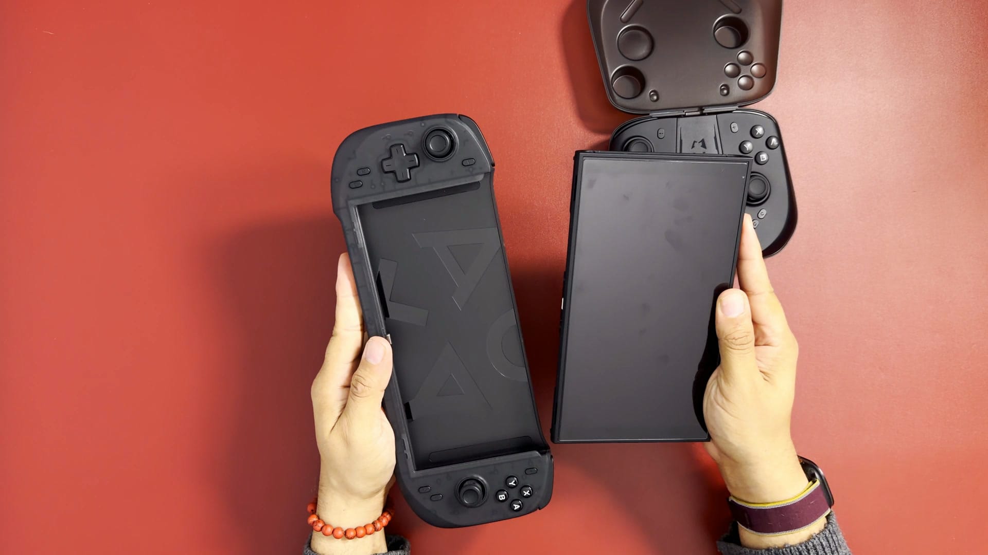 A Nintendo Switch 2 sliding into the abxylute N6 deck controller