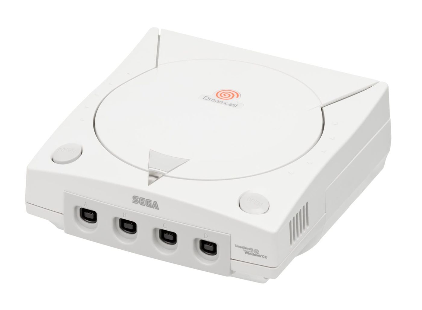 Sega Dreamcast console, front-left view