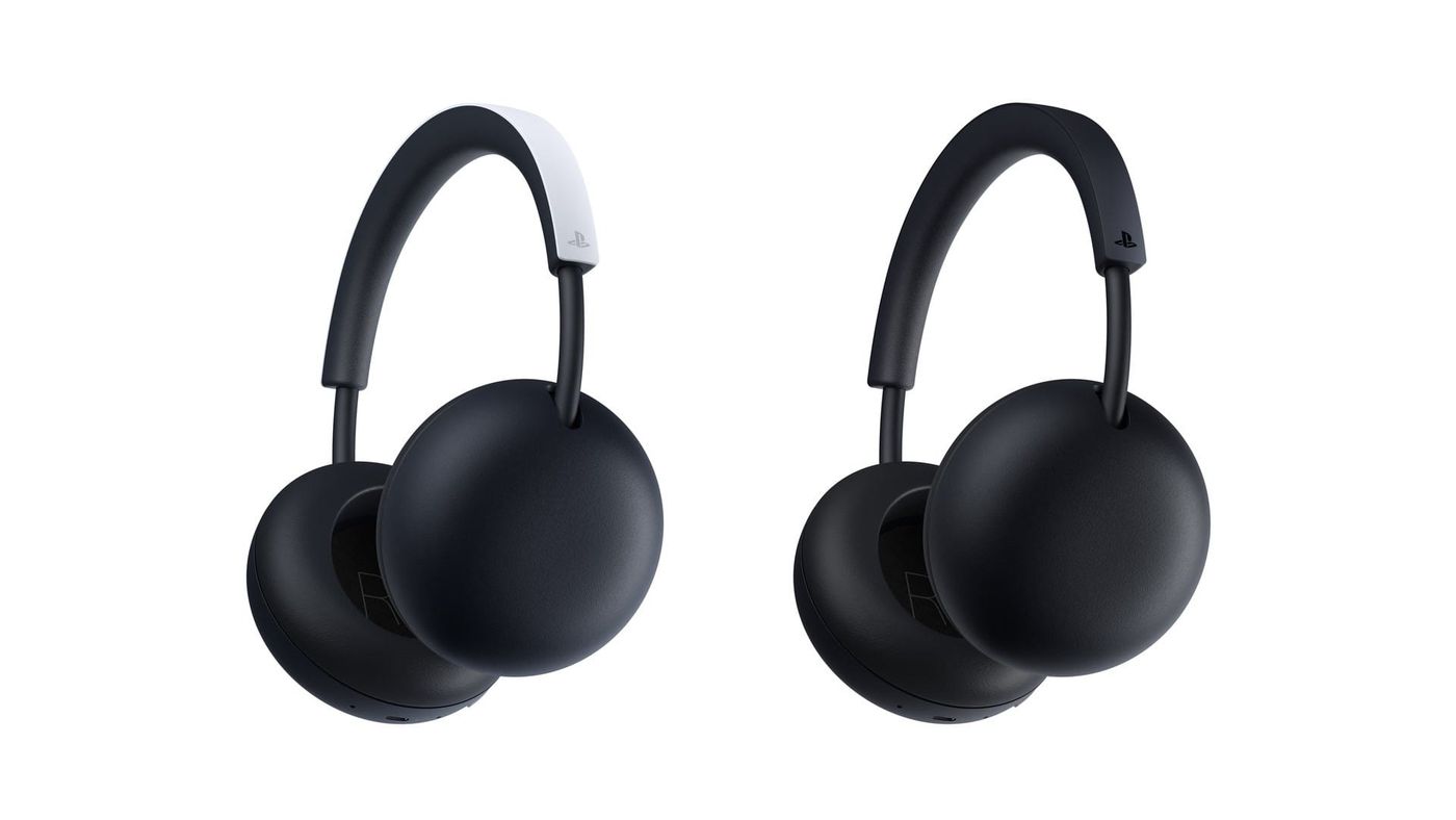 The PlayStation Pulse wireless headset in White and Midnight Black, side by side