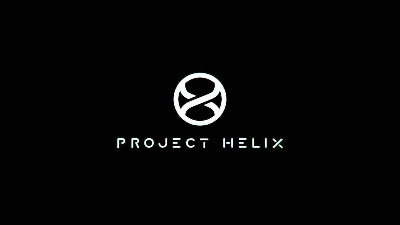 The Project Helix logo, a circle around a twisting double loop, above the words Project Helix on a black background