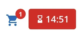 Recreation.gov website booking interface showing timer countdown at 14:51 with shopping cart notification