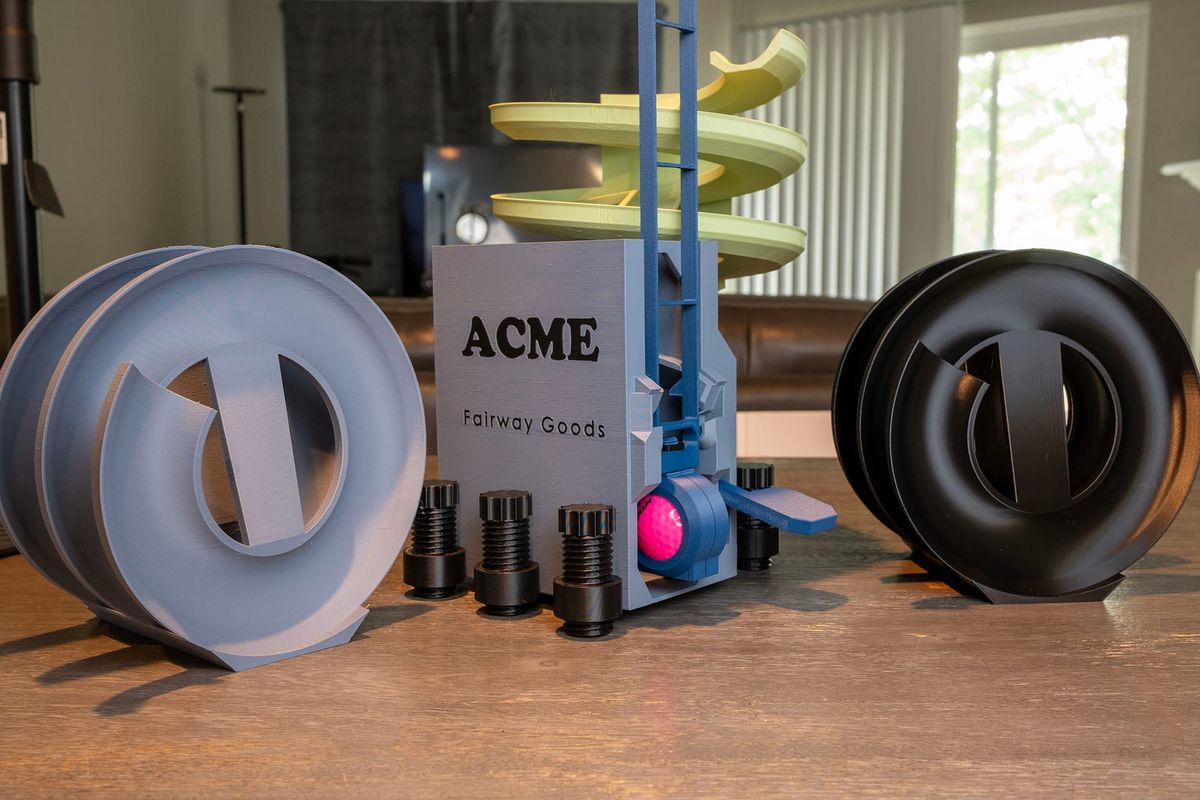 Golf ball dispenser components in PLA and PETG