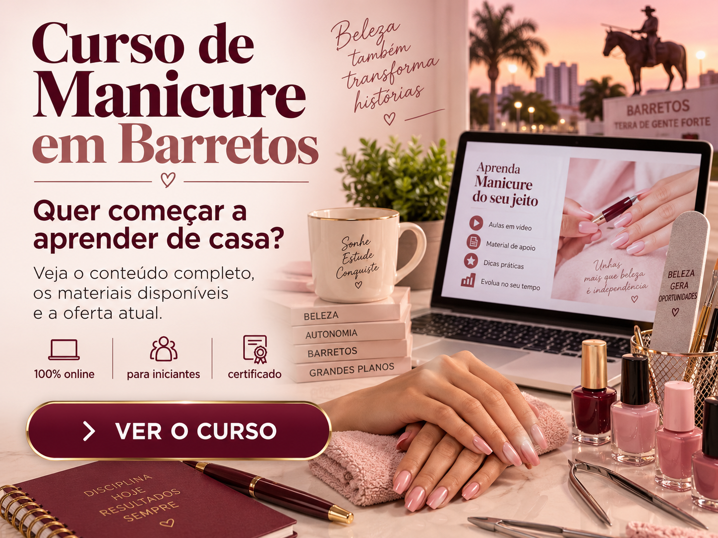 Curso de Manicure em Barretos para aprender online de casa