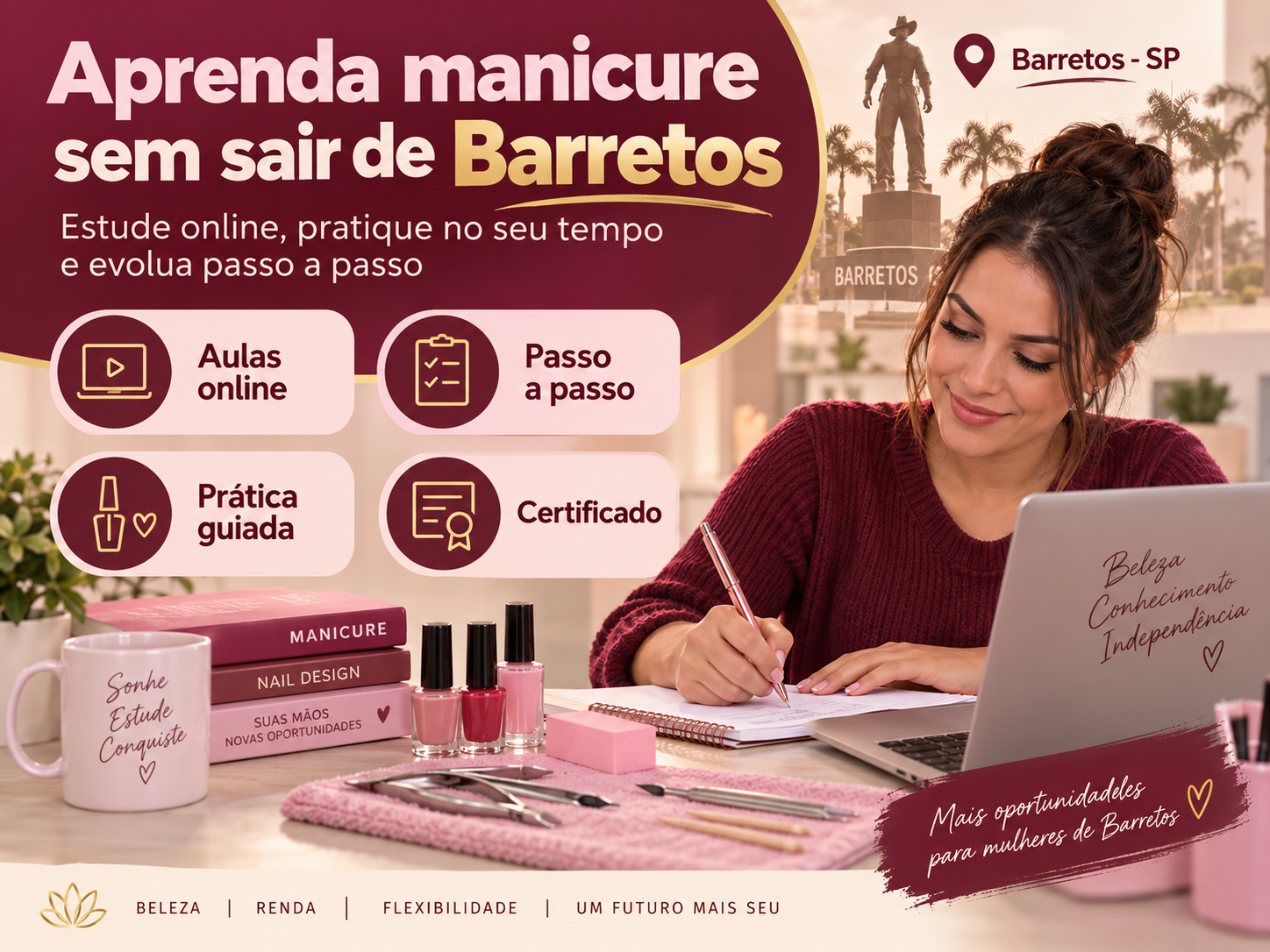 Curso de manicure online para estudar em casa em Barretos