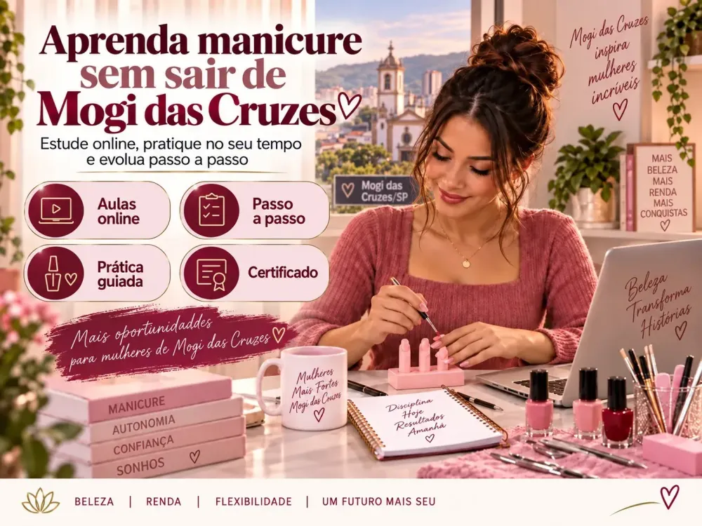 Curso de Manicure em Mogi das Cruzes SP com aulas online, certificado, curso gratuito e mercado local