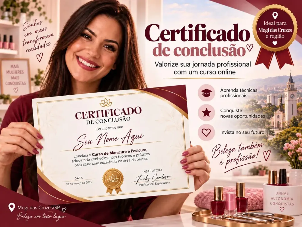 Certificado do curso de manicure e pedicure analisado para Mogi das Cruzes