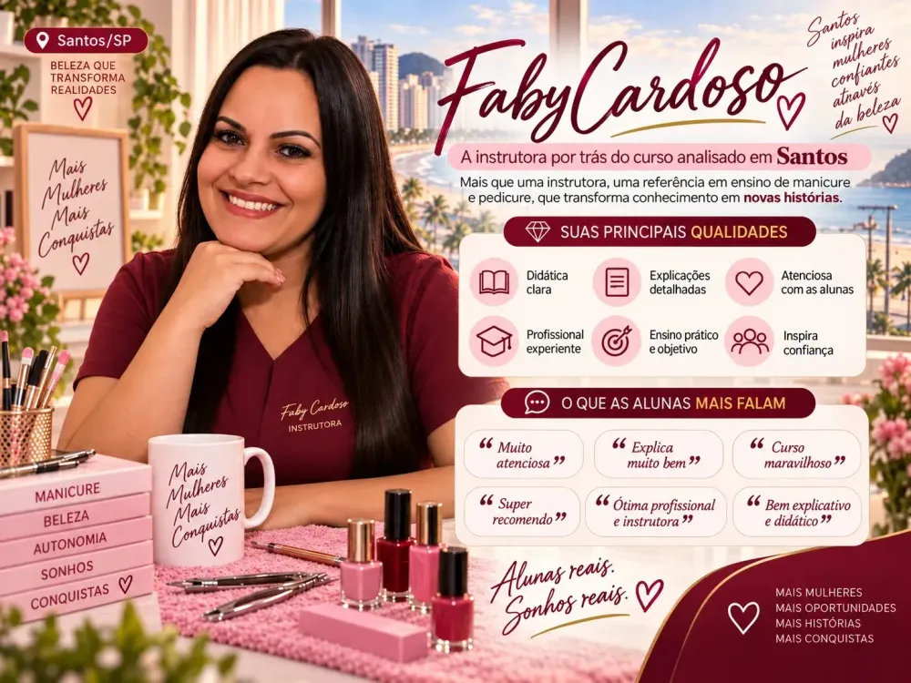 Faby Cardoso instrutora do curso de manicure analisado para Santos
