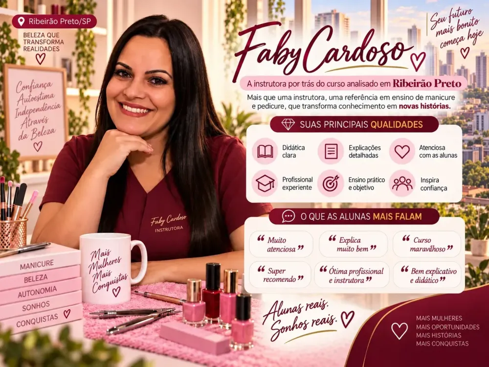 Faby Cardoso instrutora do curso de manicure analisado para Ribeirão Preto