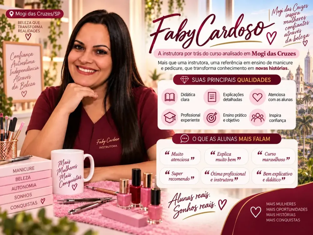 Faby Cardoso instrutora do curso de manicure analisado para Mogi das Cruzes