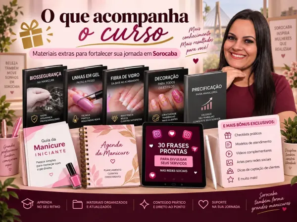 Materiais complementares do curso de manicure online para Sorocaba