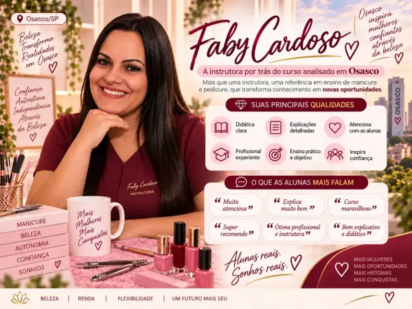 Faby Cardoso instrutora do curso de manicure analisado para Osasco