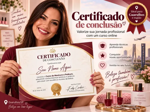 Certificado do curso de manicure e pedicure analisado para Guarulhos