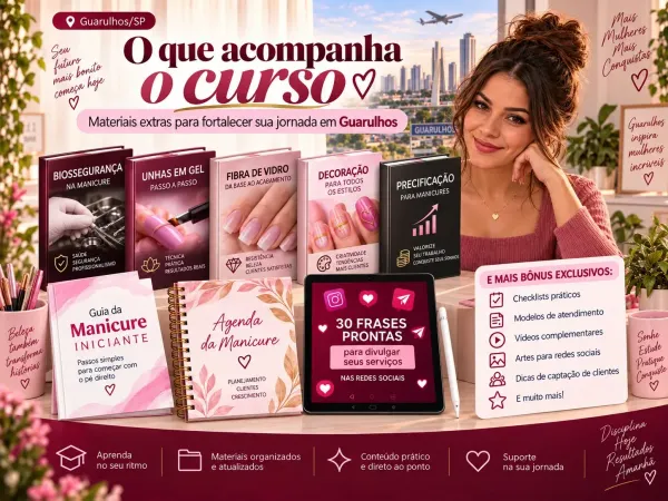 Apostilas e materiais extras do curso de manicure para Guarulhos