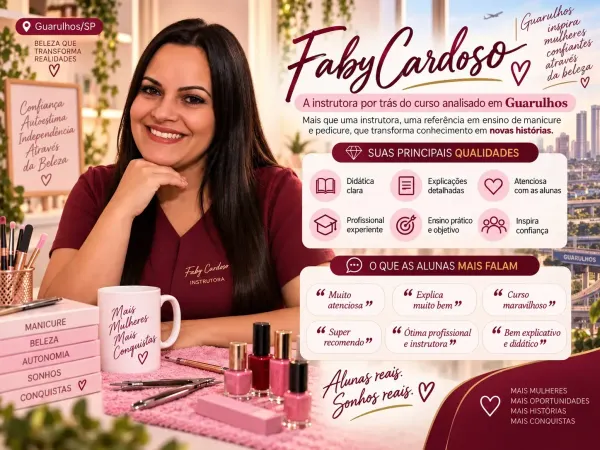 Faby Cardoso instrutora do curso de manicure analisado para Guarulhos
