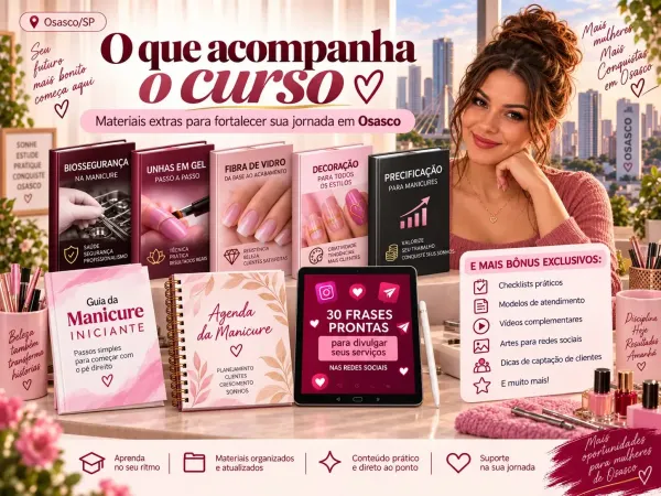 Apostilas e materiais extras do curso de manicure para Osasco