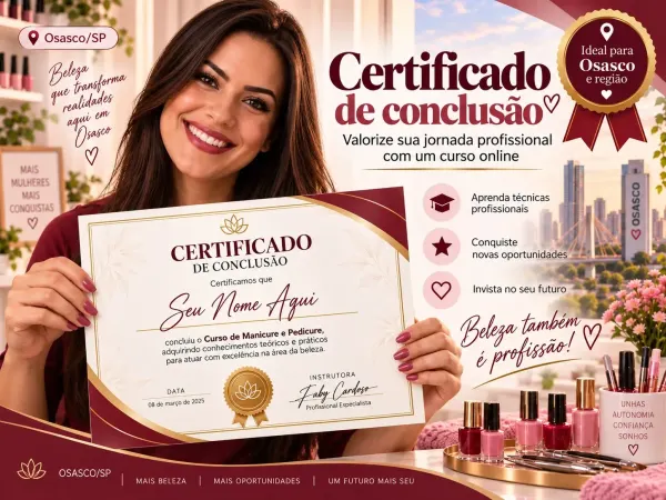Certificado do curso de manicure e pedicure analisado para Osasco