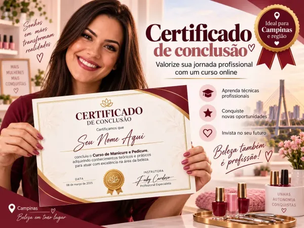 Certificado do curso de manicure e pedicure analisado para Campinas