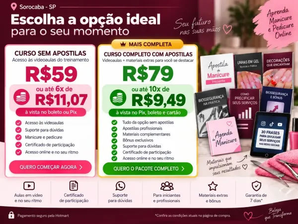 Comparativo de preços do curso de manicure online para Sorocaba