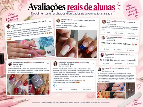 Avaliações reais de alunas do curso de manicure para quem pesquisa em Sorocaba
