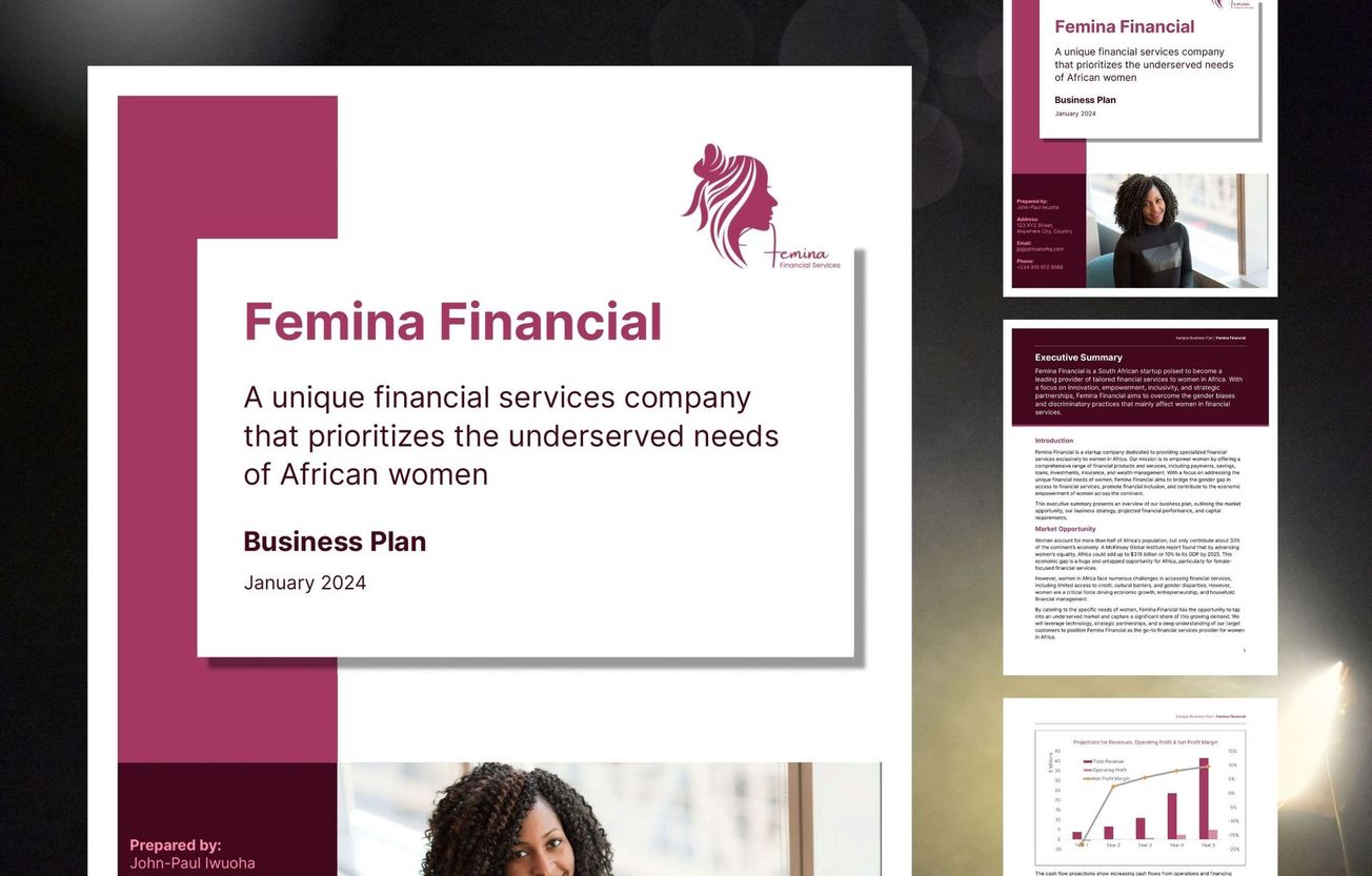 Financial Services Company Business Plan: Femina Financial