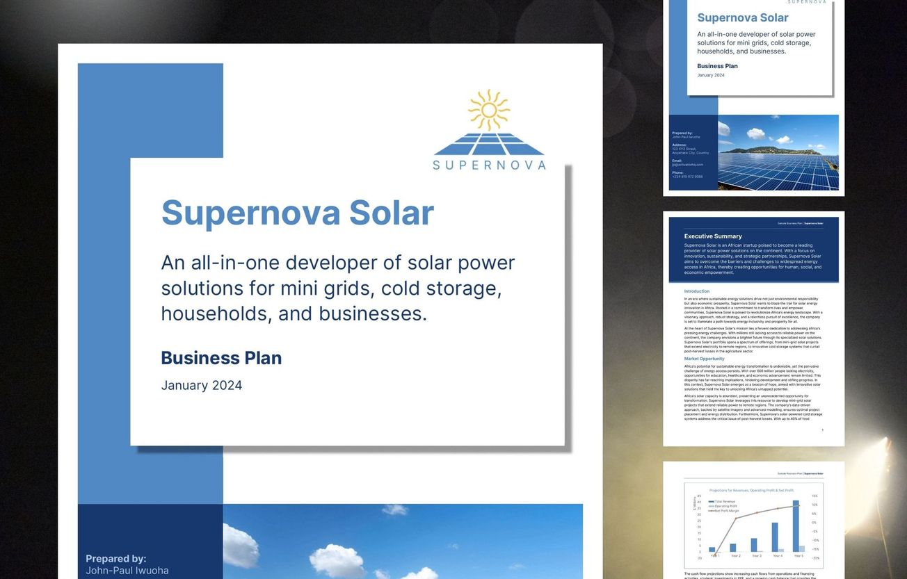 Solar Energy Developer Business Plan: Supernova Solar