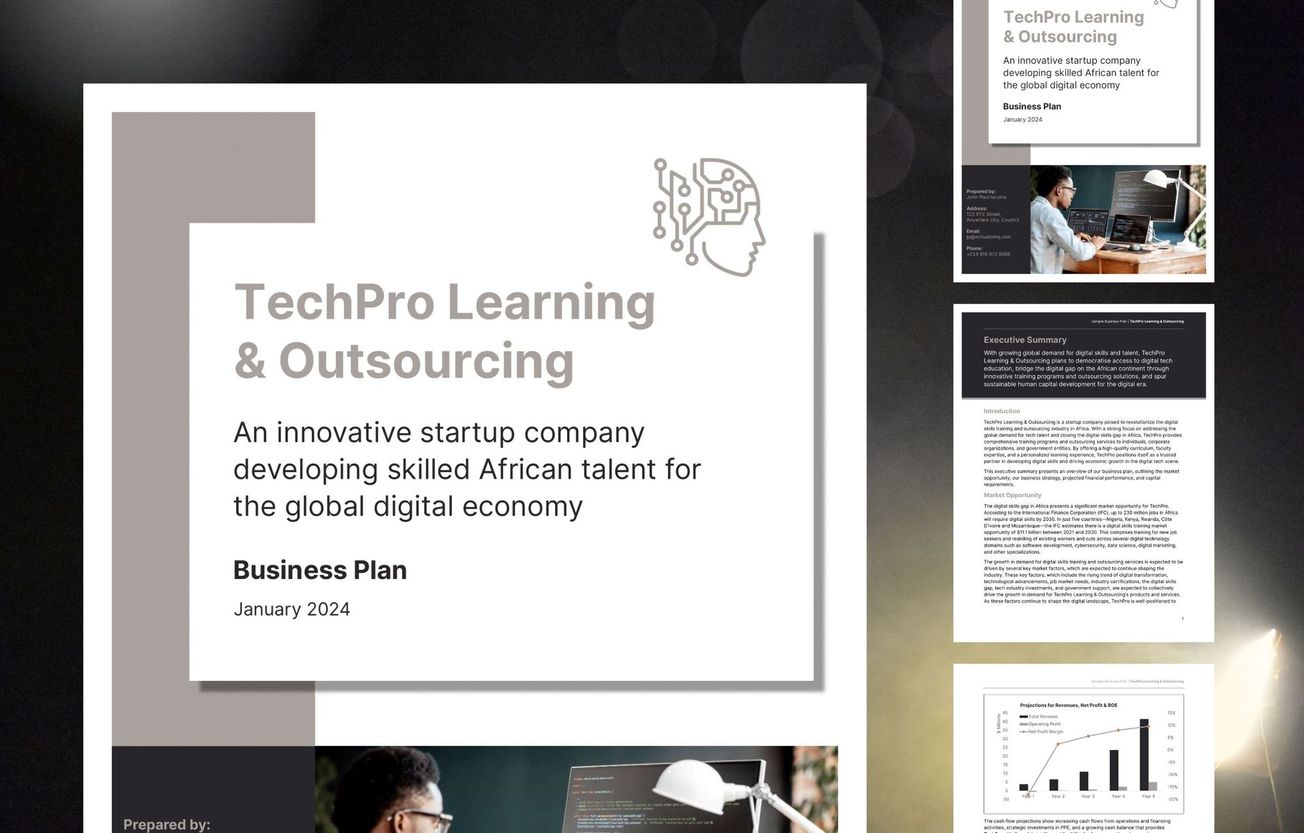Digital Skills Training & Outsourcing Business Plan: TechPro