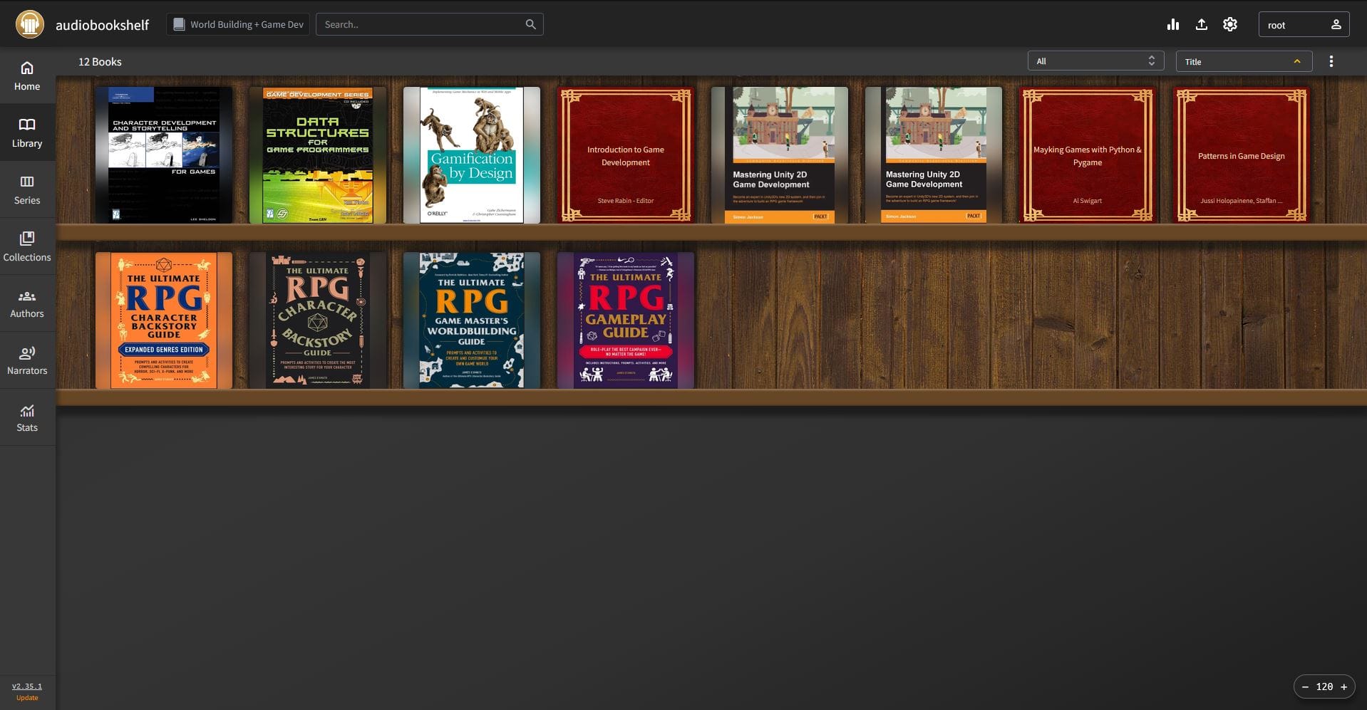 A display of digital books used as an example of what the bookshelf looks like.