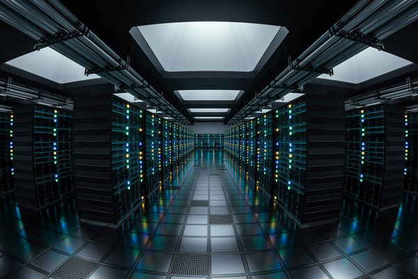 Image of racks and racks of GPU servers in a data center.