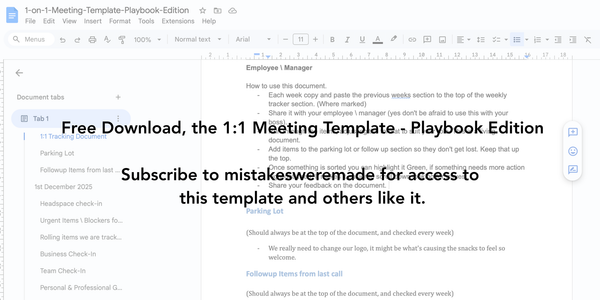 1:1 Meeting Template - Playbook Edition