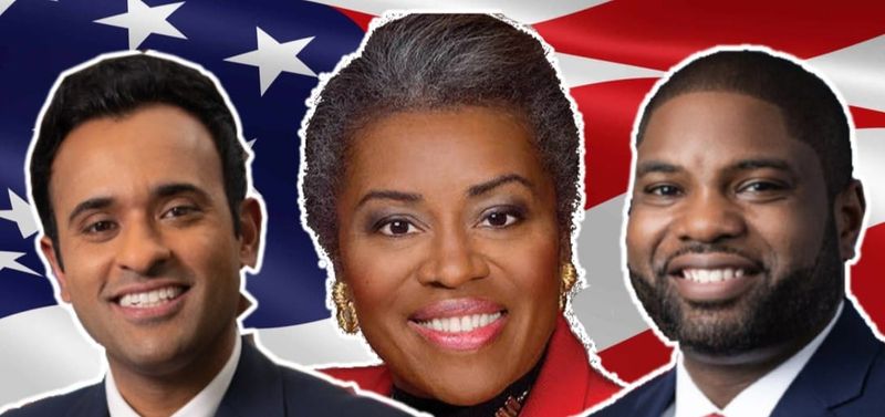 Composite headshot photo of Vivek Ramaswamy, Winsome Earle-Sears and Byron Donalds