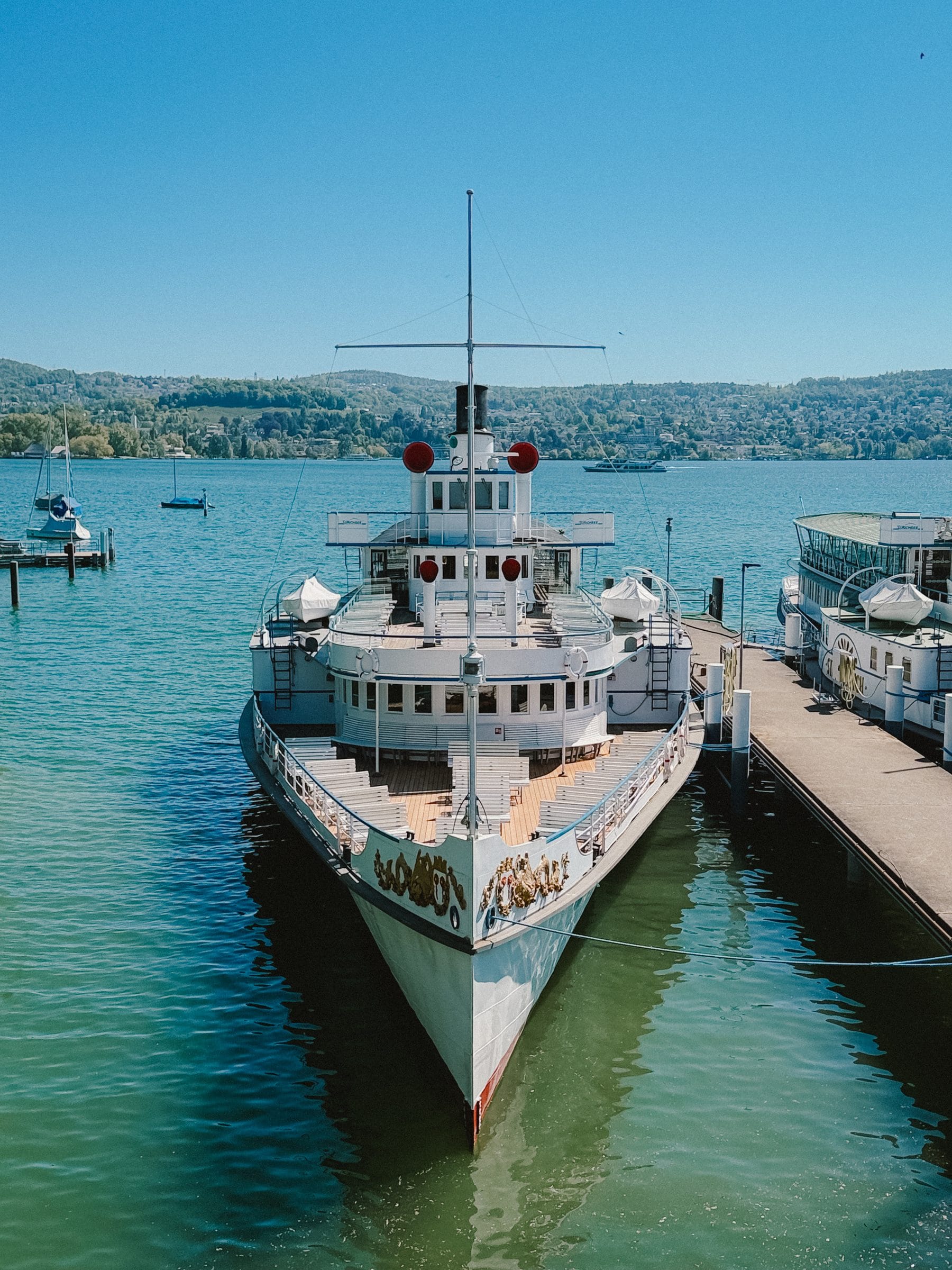 A paddle steamer at its pier