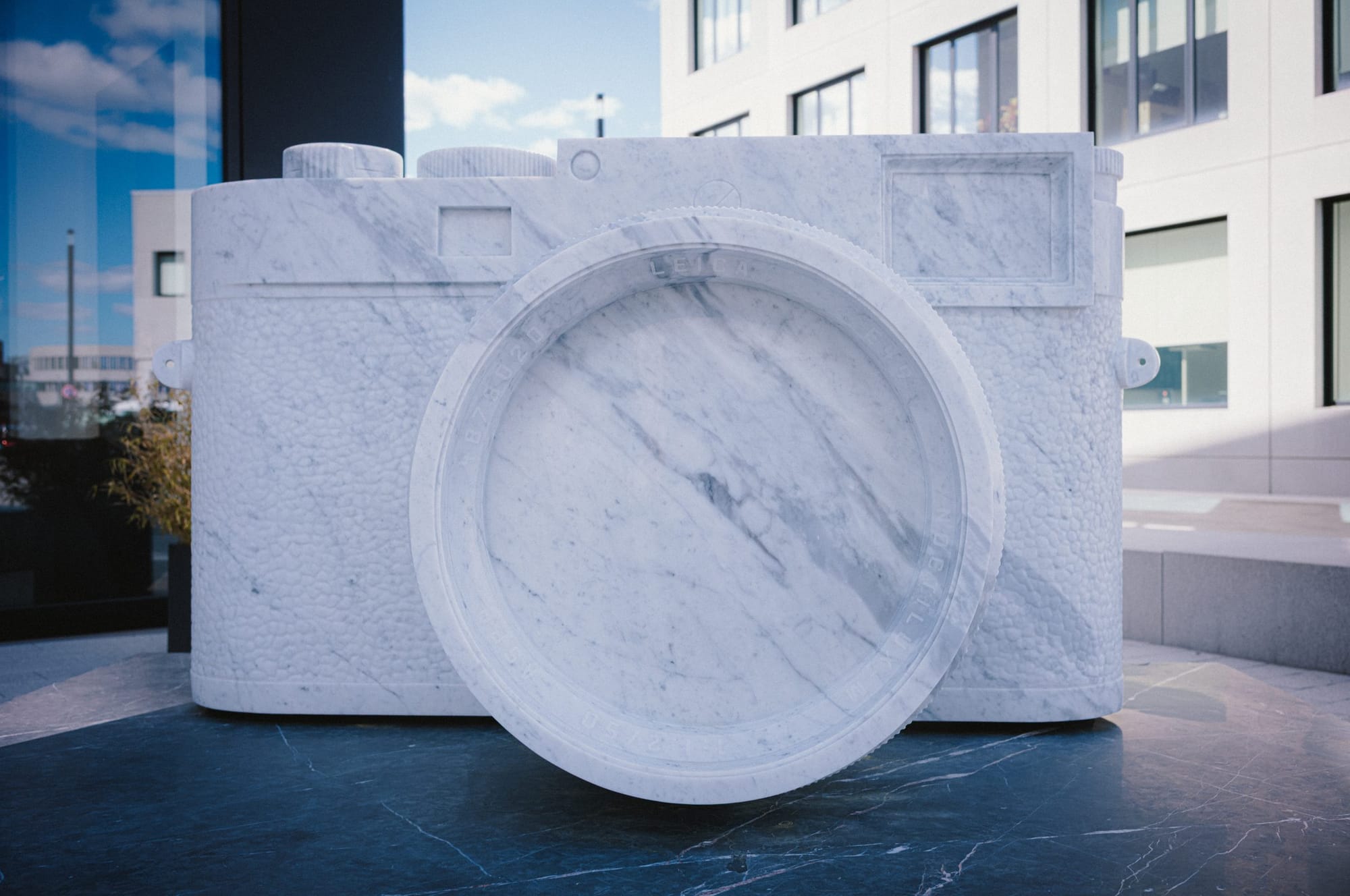 A camera carved in marble