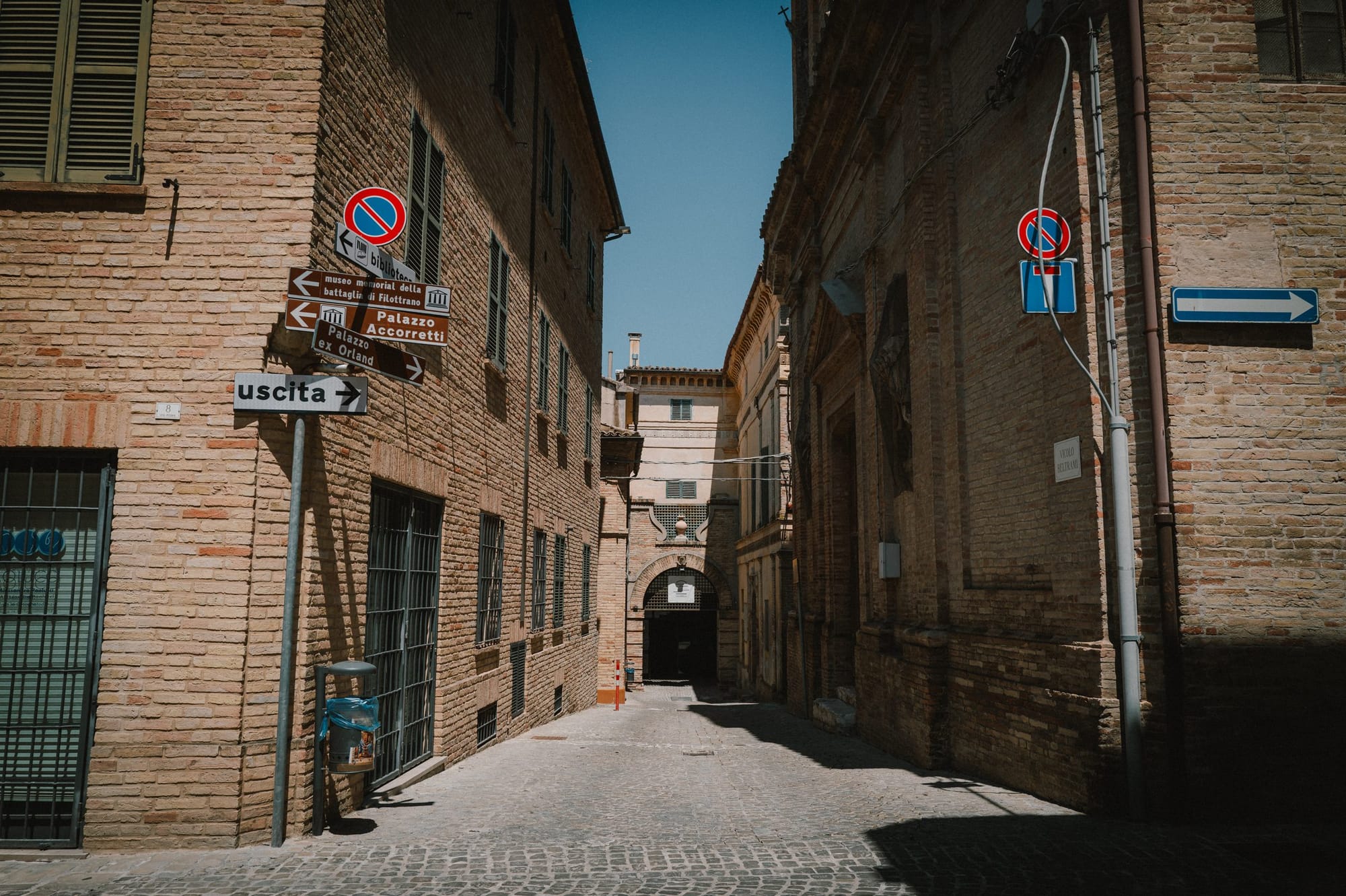 A brick lane in a hill town