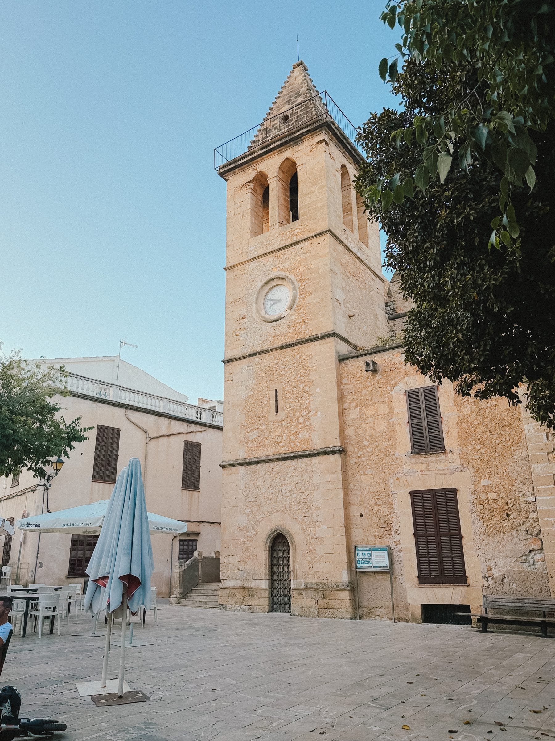 A village church tower
