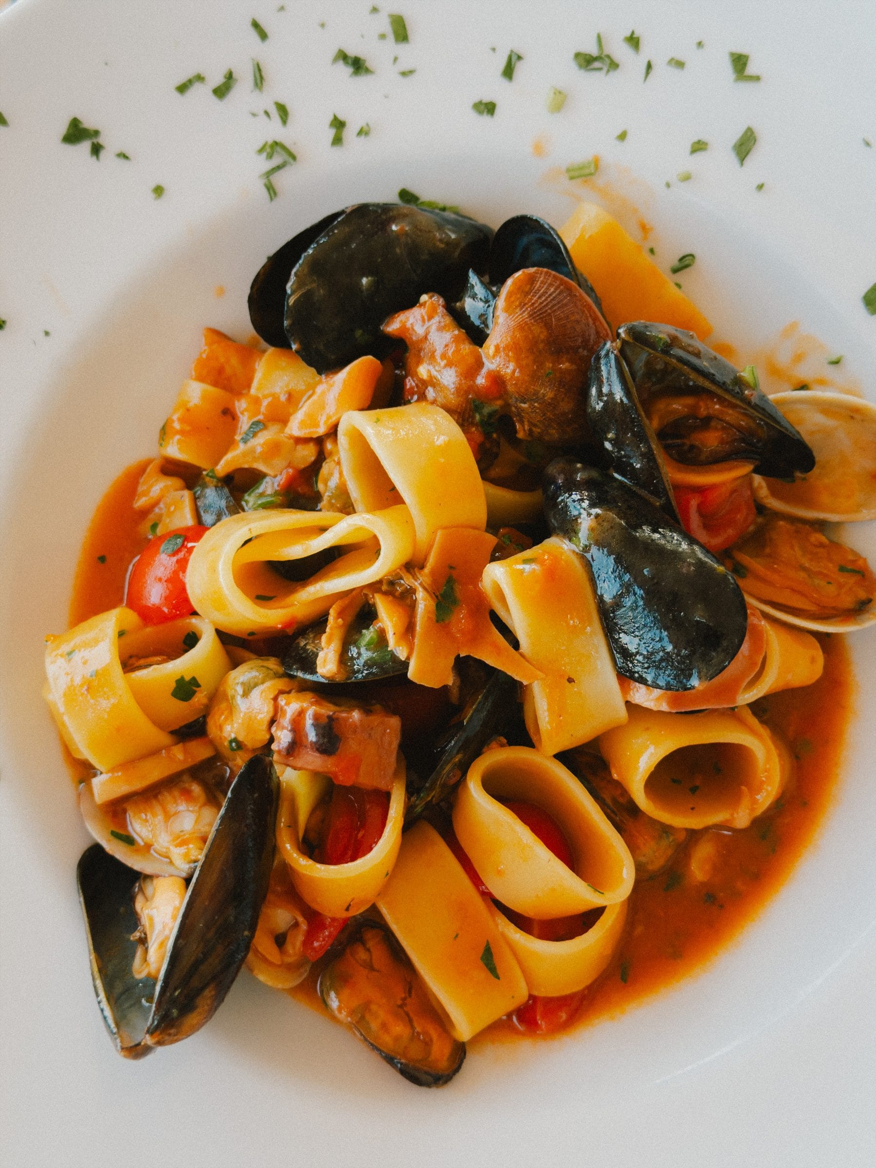 Seafood pasta on Lake Garda
