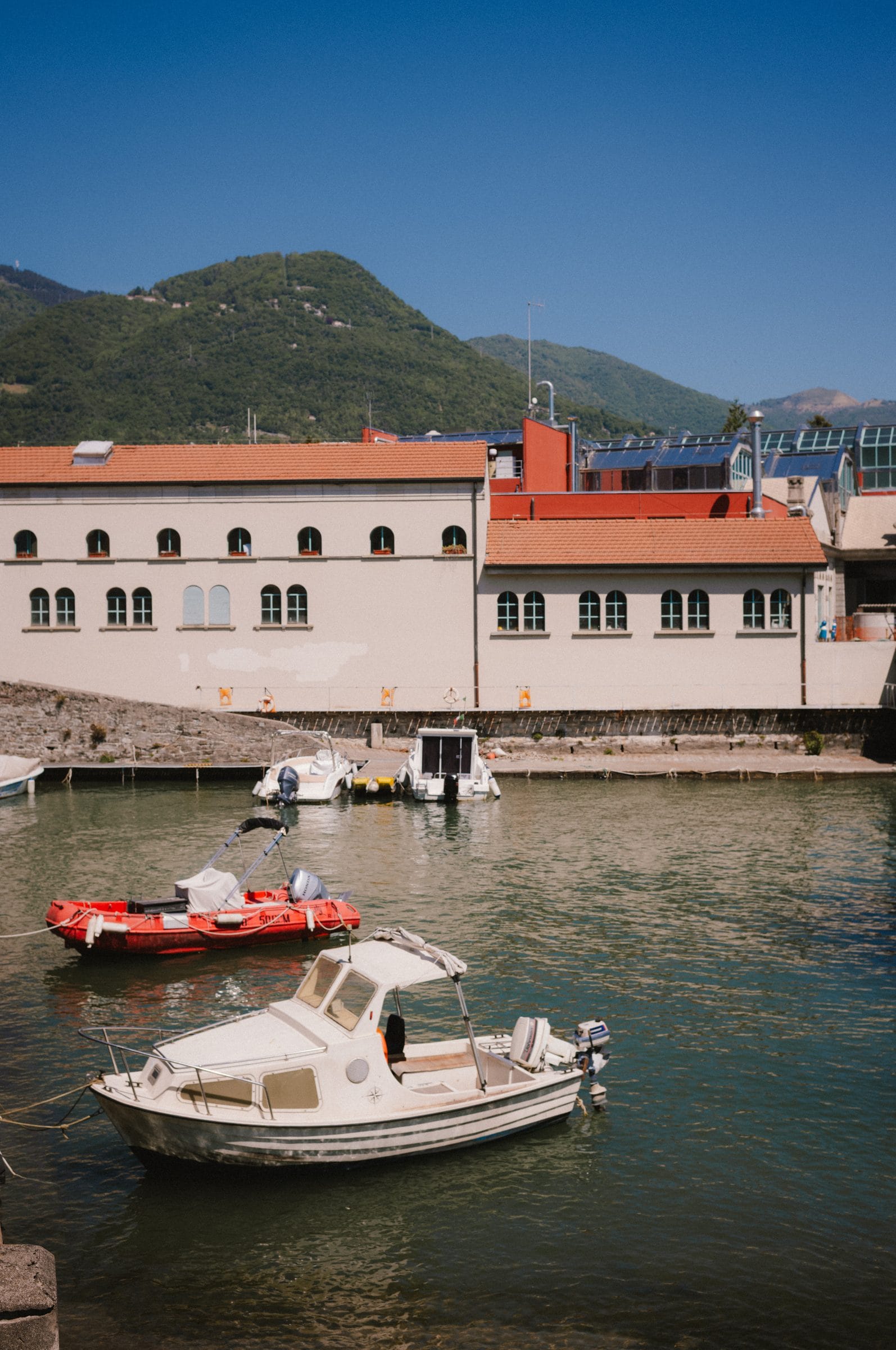Boats below the town
