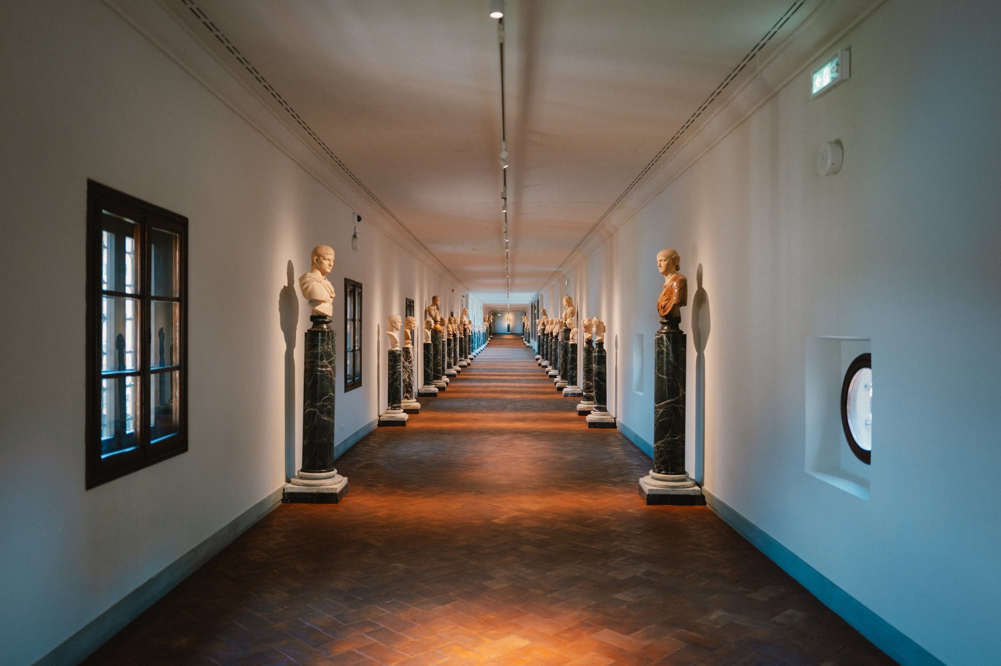 A corridor of busts in the Uffizi