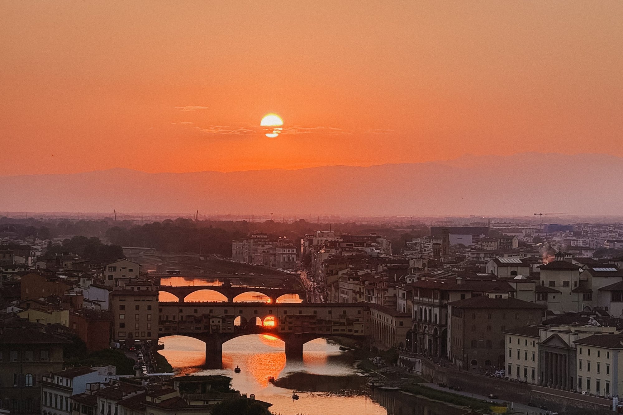 Sunset over the Arno and the Ponte Vecchio
