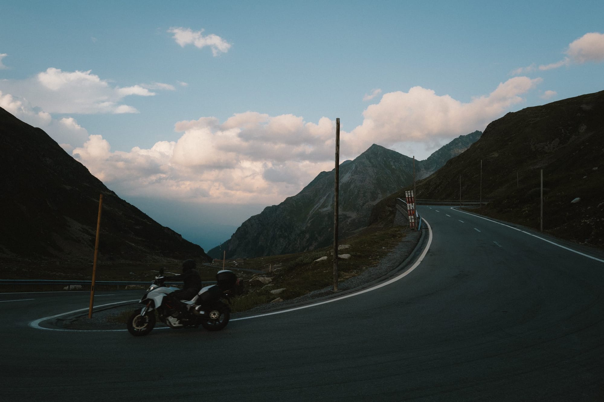 A mountain road at dusk