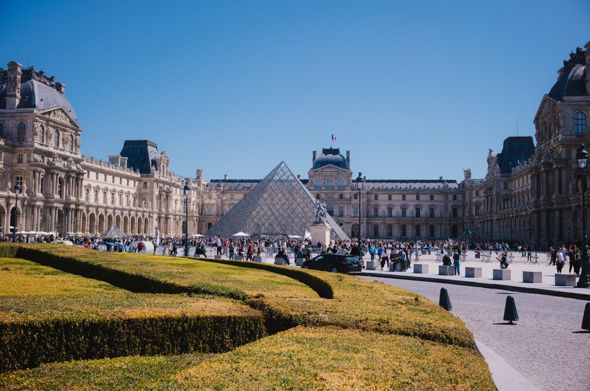 The Louvre, the pyramid, and the queue.
