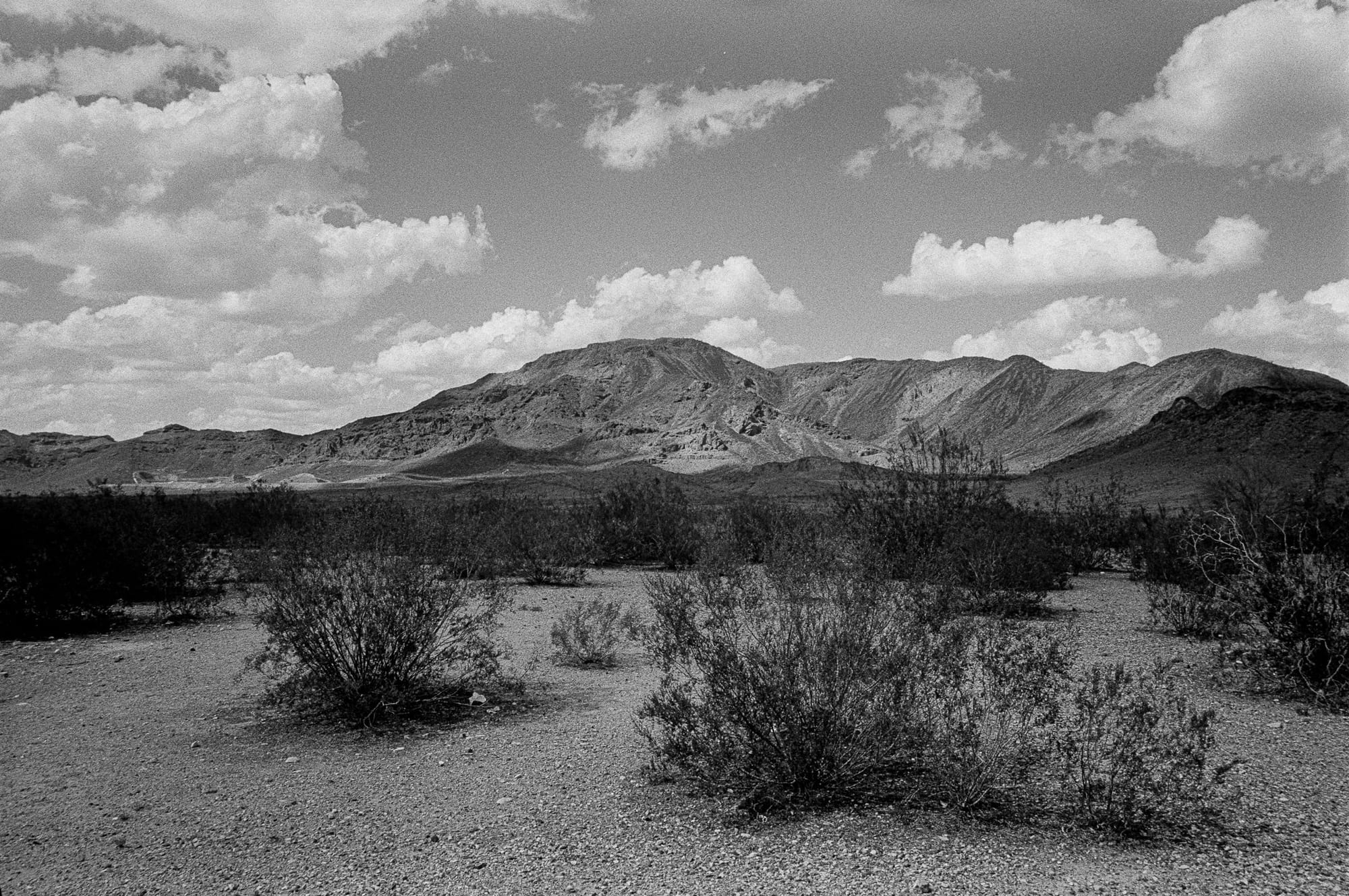 The desert, with the mountains still a long way off.