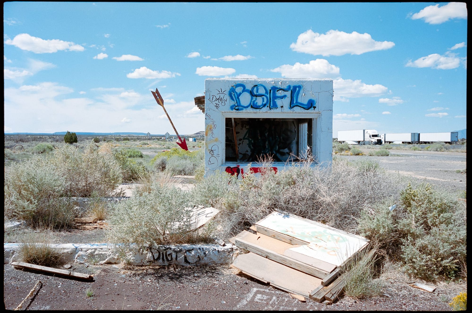 A painted shack by the highway.
