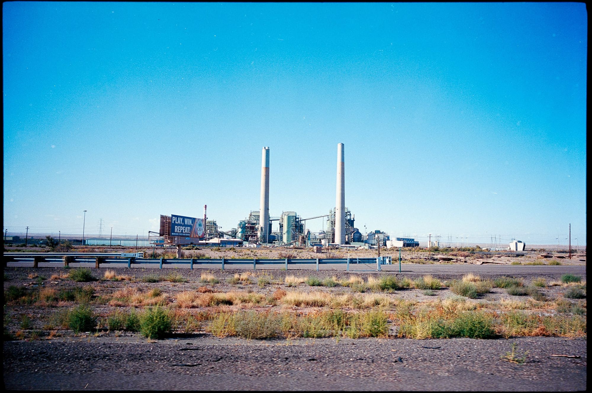 The power plant on the edge of town.