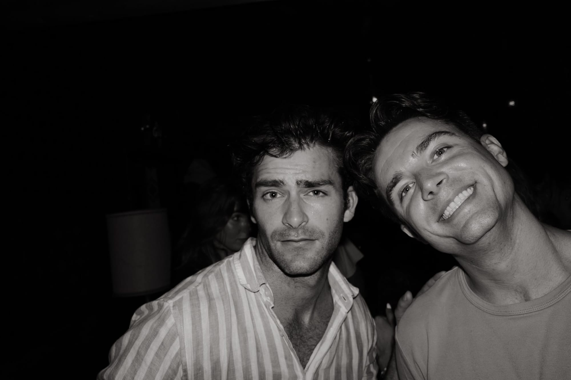 Cheek to cheek.