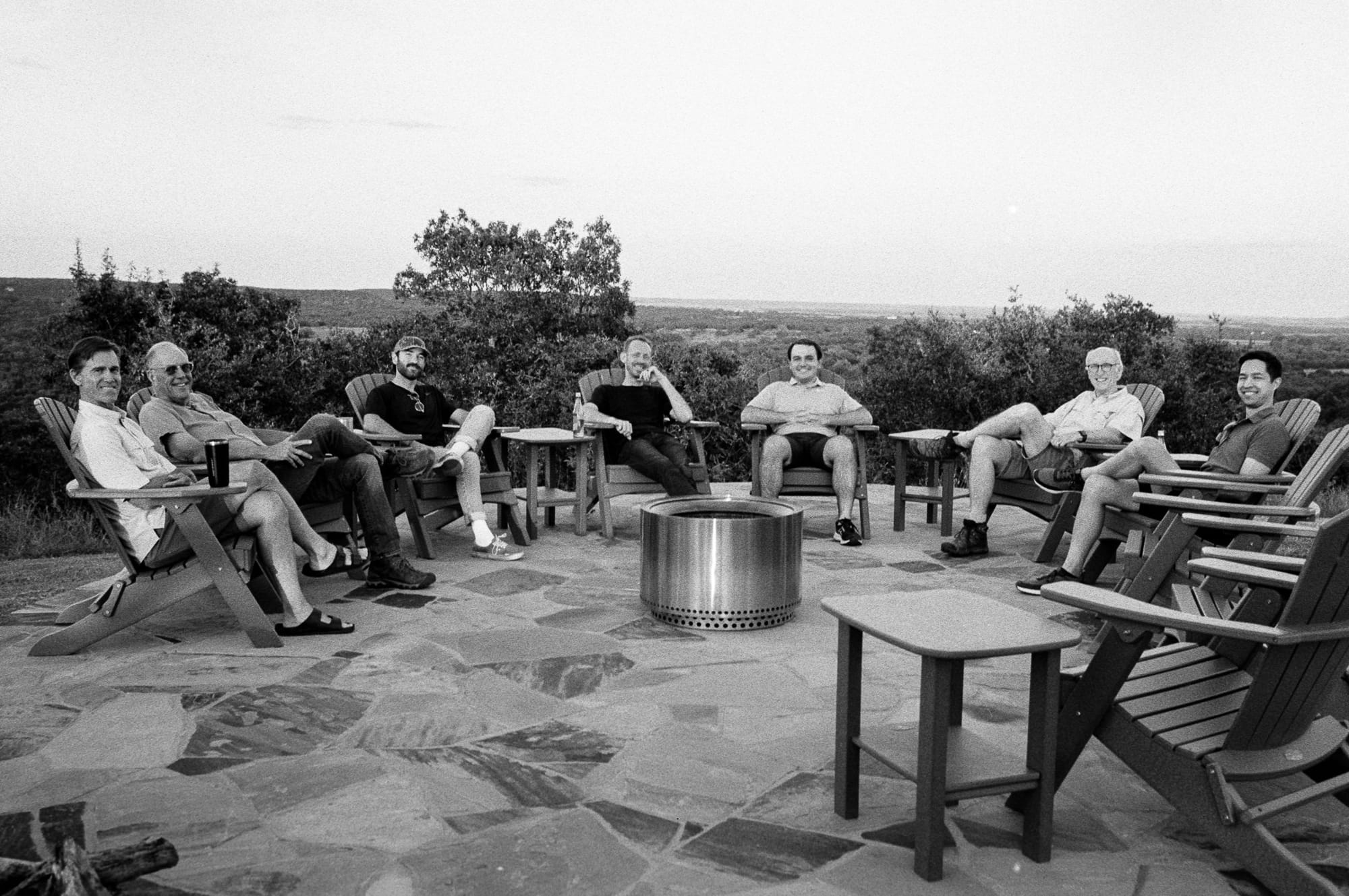 Around the fire pit.