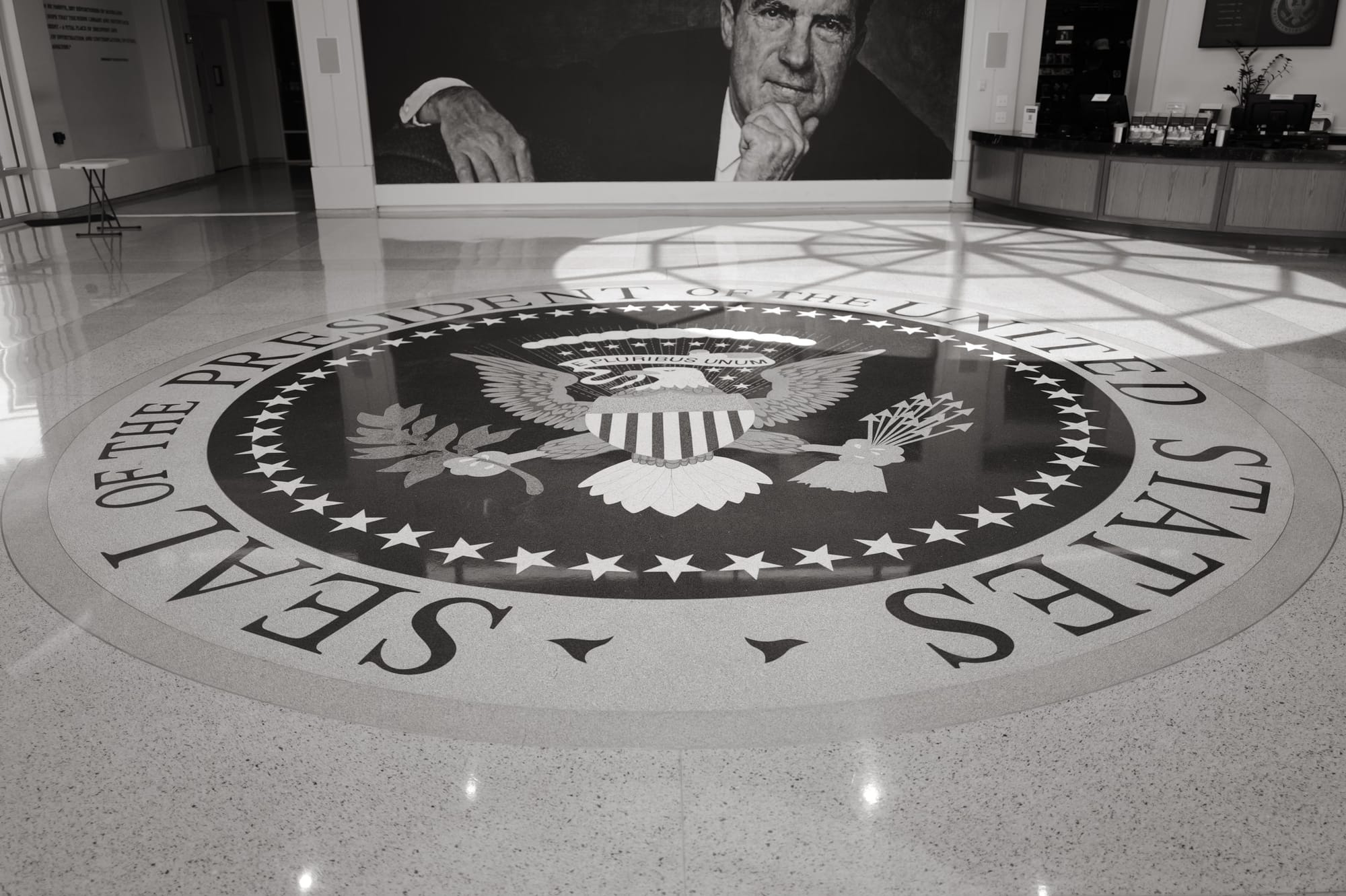 The lobby: the portrait and the seal.