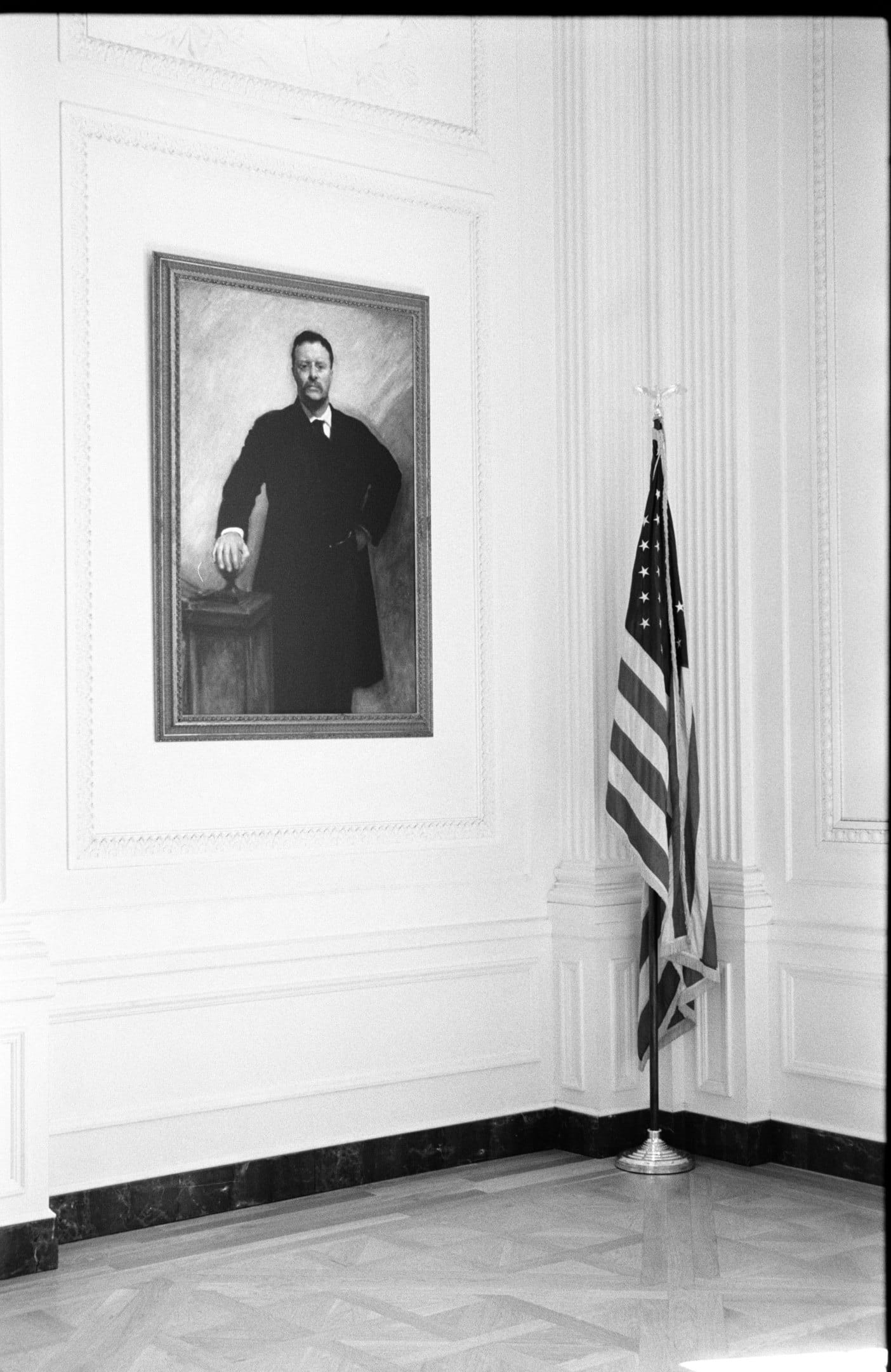 On film: the portrait and the flag.